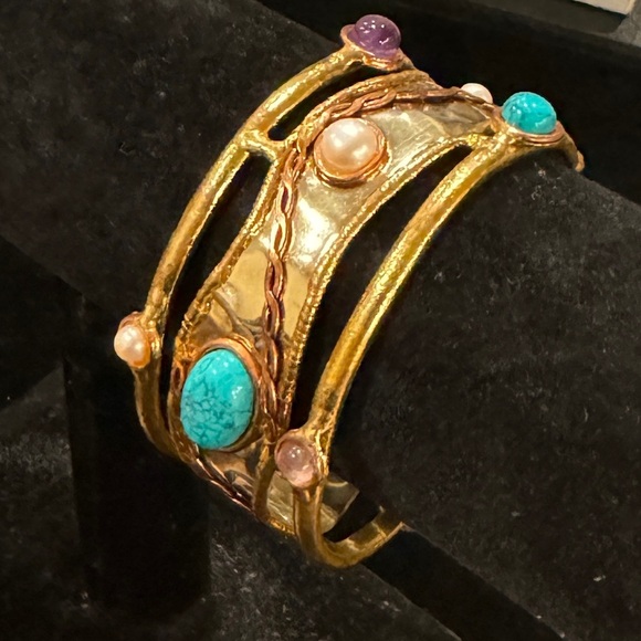 Stone Pearl Bangle Bracelet - Picture 9 of 13